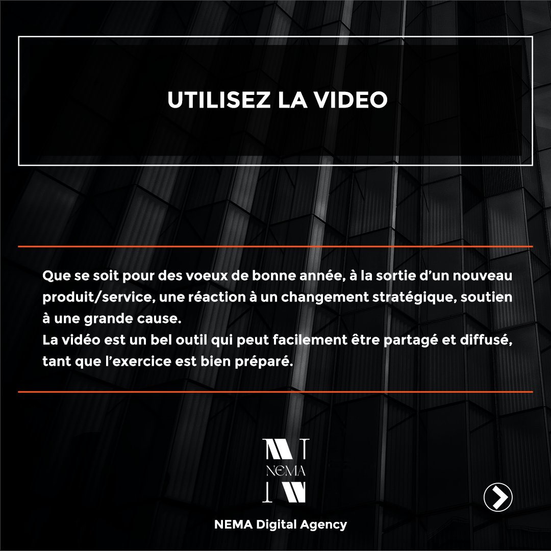 NEMA_Digital's tweet photo. Leaders 
Comment communiquer efficacement sur les réseaux sociaux.
Apprenez à communiquer autrement :

Organisez régulièrement des ask me anything
Faites découvrir l’envers du décor de votre #organisation
Partagez vos #activités : Voyages d’affaires, événements, rencontres ... https://t.co/S37PG4wK95
