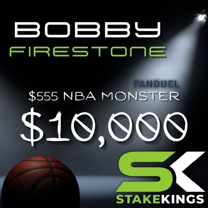Congrats to <a href="/BobbyFi/">Bobby Firestone</a> &amp; all StakeKings backers w/ a piece of his $10,000 cash in the <a href="/FanDuel/">FanDuel</a> Monday $555 NBA Monster! One user turned $344 into $5,000 for a ROI of 1,397%! More action from Bobby coming soon!