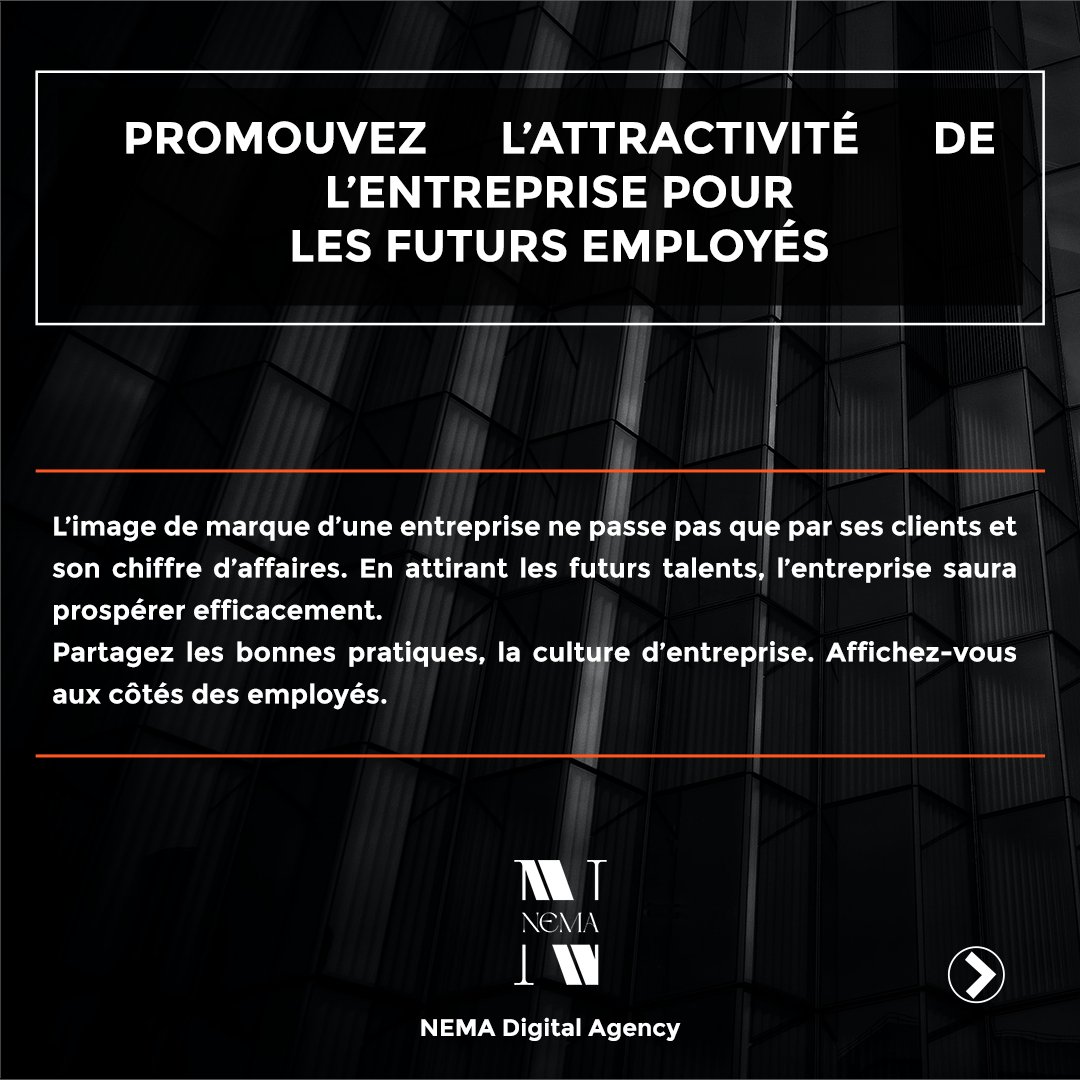 NEMA_Digital's tweet photo. Développez des #relations avec des #médias
Promouvez l’attractivité de l’entreprise pour les futurs #employés
Savoir répondre directement et efficacement en cas de #crise https://t.co/ViWYXVrhhF