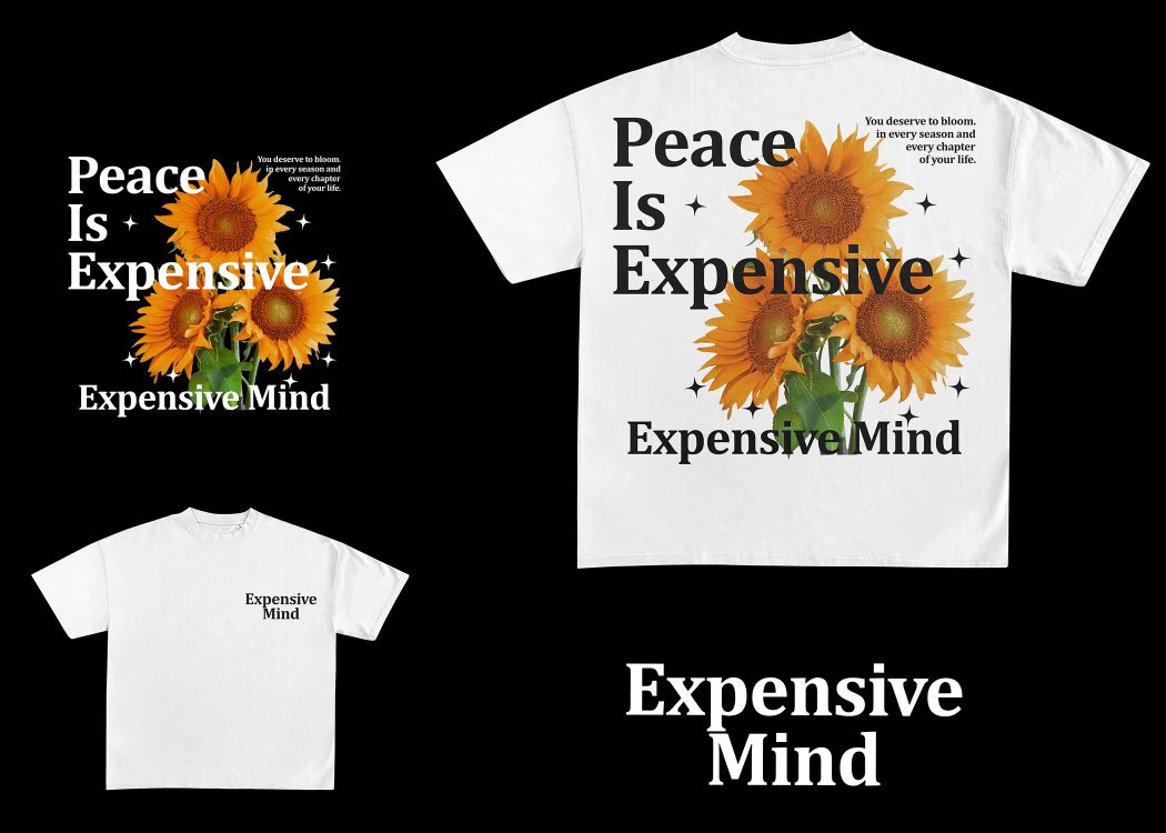 1expensive_mind's tweet photo. Pre-Order Until 3-31 Drops 4/05 🌻💐 Peace is Expensive 💴💭💡 #Expensivemind https://t.co/Yklo7yRQqv