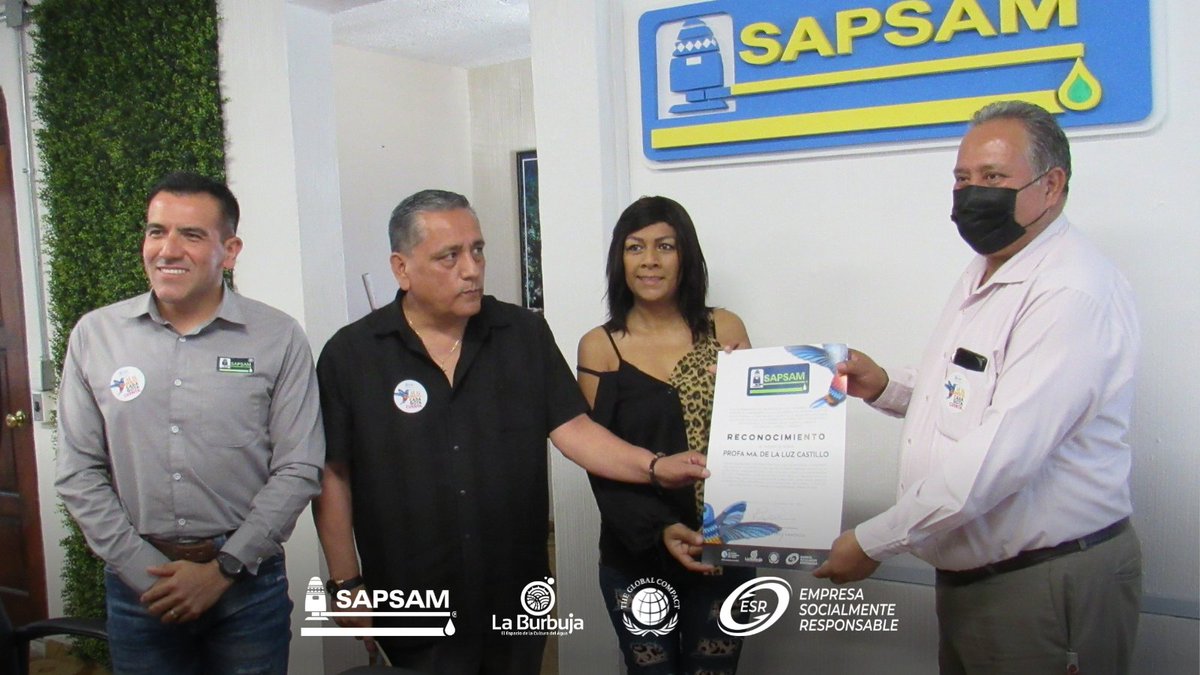 SapsamOficial's tweet photo. SAPSAM RECONOCE EL USO EFICIENTE DEL AGUA A LAS ESCUELAS CON MENOR ÍNDICE DE CONSUMO

J.N. Profa. María L. Castillo;  Escuela Primaria Rafael Nieto Turno Vespertino; Y  Escuela Secundaria Ángel Verla Turno Vespertino.
Por  el uso responsable y eficiente del agua https://t.co/IPn7AszUHY