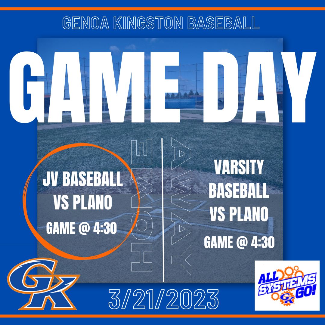 The JV Softball game is CANCELED today due to unplayable field conditions at Milky Way Park in Harvard.

GAMES THAT WILL BE PLAYED TODAY:
Varsity Softball at Lion's Park in Harvard
JV Baseball at GKHS vs Plano
Varsity Baseball at Plano
Varsity &amp; JV Soccer both at GKHS vs Plano