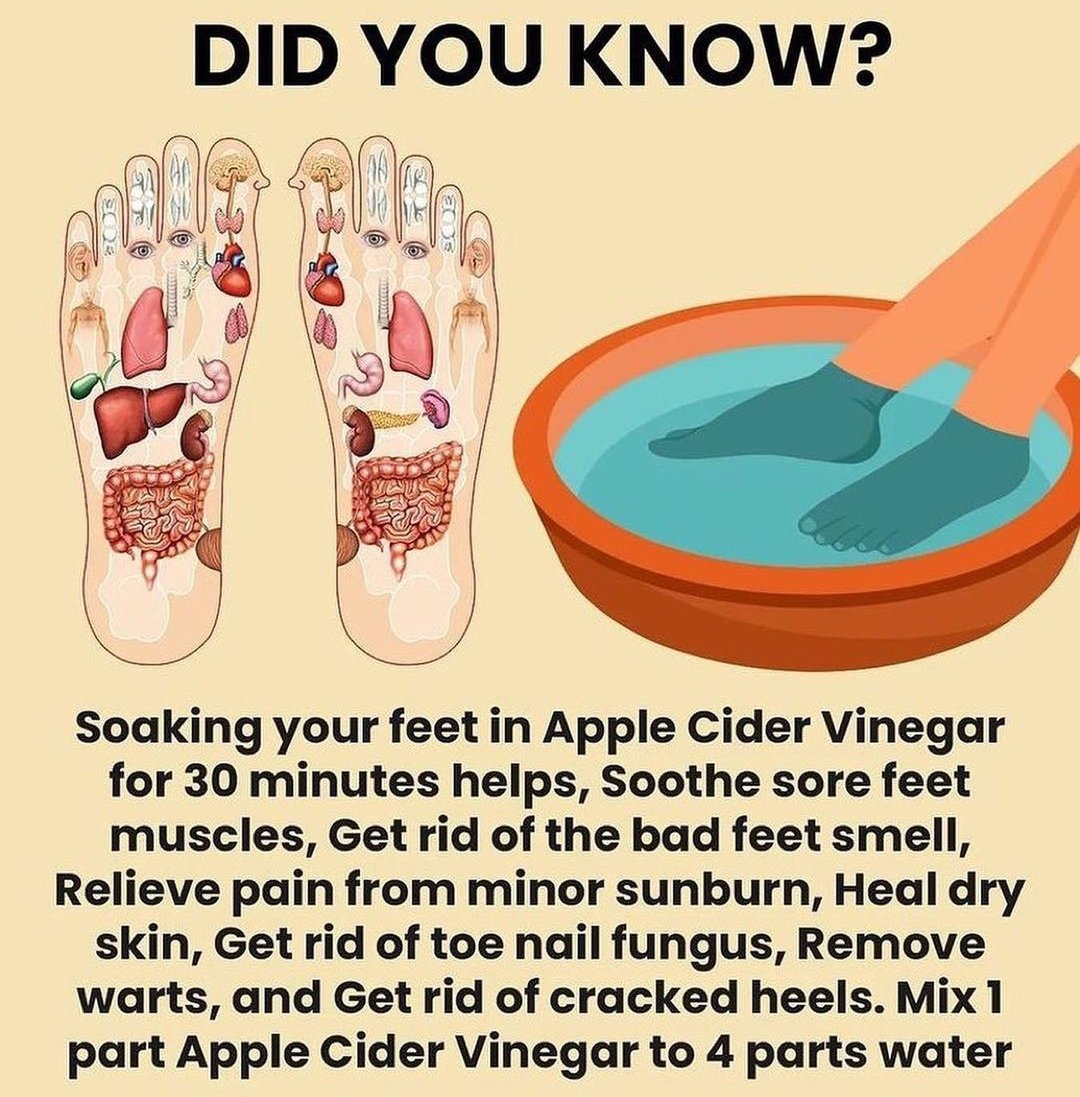 ᴀʀᴛ ᴏꜰ ᴘʜʏꜱɪQᴜᴇ on X: Here's What Happens When You Soak Your Feet In Apple  Cider Vinegar  / X