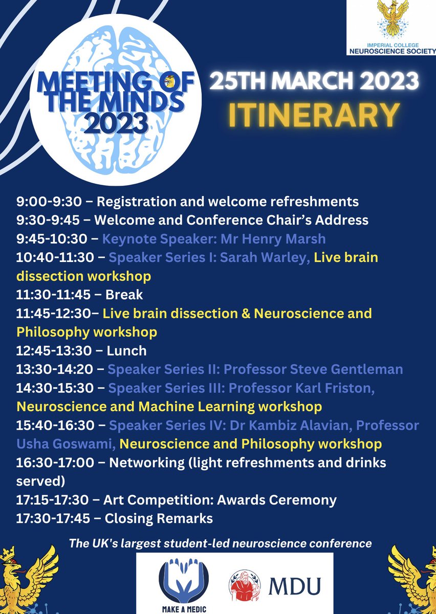Check out the itinerary for this year's MOTM 🤩 
Last release tickets are available here imperialcollegeunion.org/shop/csp/neuro…!