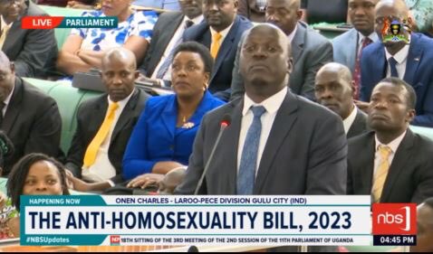 Hon. Fox Odoi doesn't have his family here. All his children are in the UK and that's why he is against the Anti-Homosexuality Bill 2023 - Hon. Onen Charles. 

#NBSParliamentLive #NilePostNews  #PlenaryUg