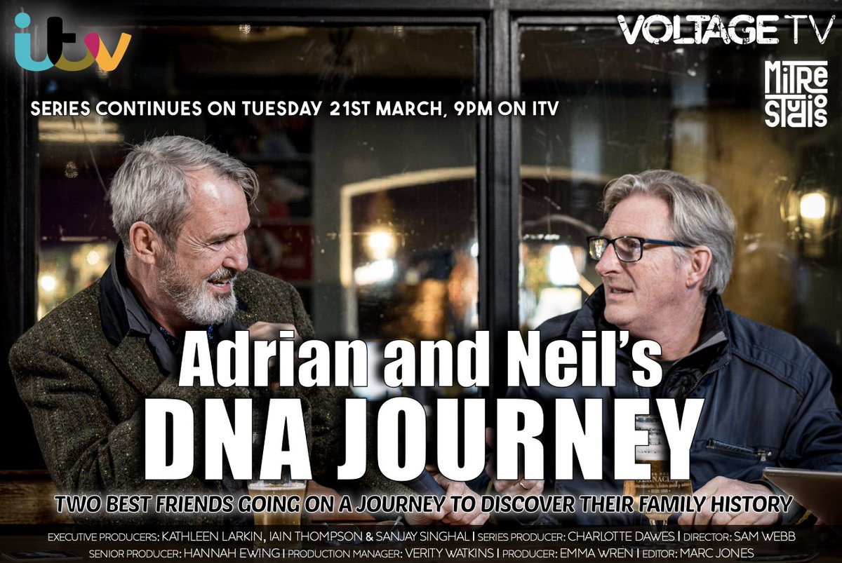 DNA Journey is back tonight for another episode and this time it's the brilliant Line of Duty co-stars, Adrian Dunbar and Neil Morrissey. The pair dive into their ancestry past, revealing plenty of amusing and revelatory stories they never could've imagined. <a href="/ITVX/">ITVX</a>