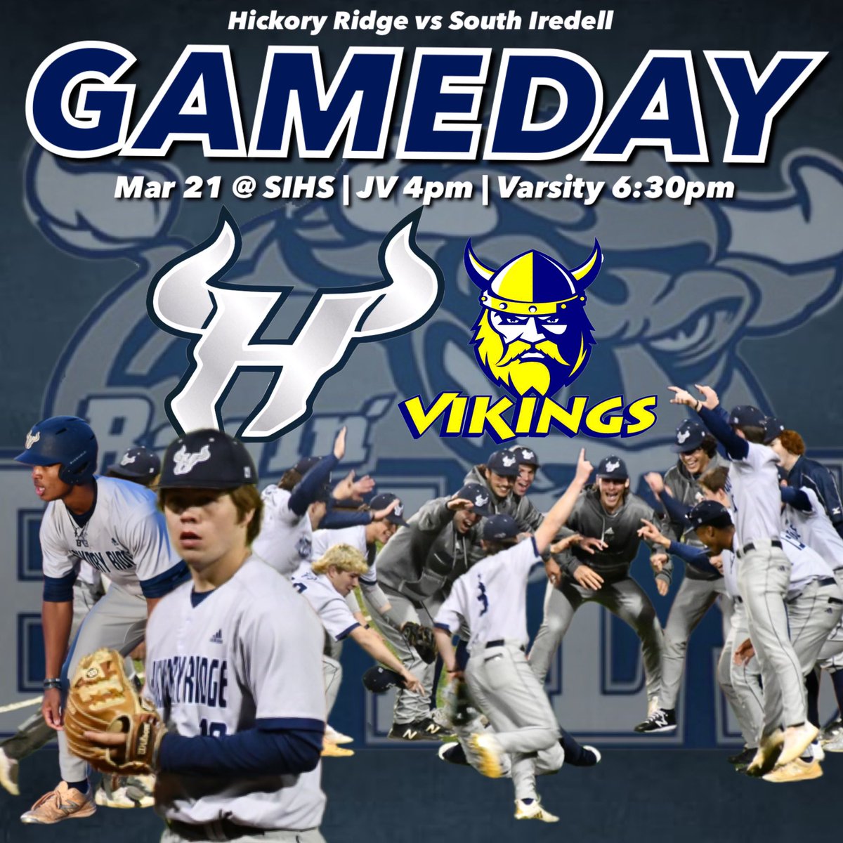 HRHS Bulls Baseball (@hrbullsbaseball) on Twitter photo 🚨GAME DAY vs <a href="/SIHS_Baseball/">South Iredell Baseball</a>
⏰4:00 JV/6:30 Varsity
📍South Iredell High School
#️⃣HornsUp🤘 🚨GAME DAY vs <a href="/SIHS_Baseball/">South Iredell Baseball</a>
⏰4:00 JV/6:30 Varsity
📍South Iredell High School
#️⃣HornsUp🤘