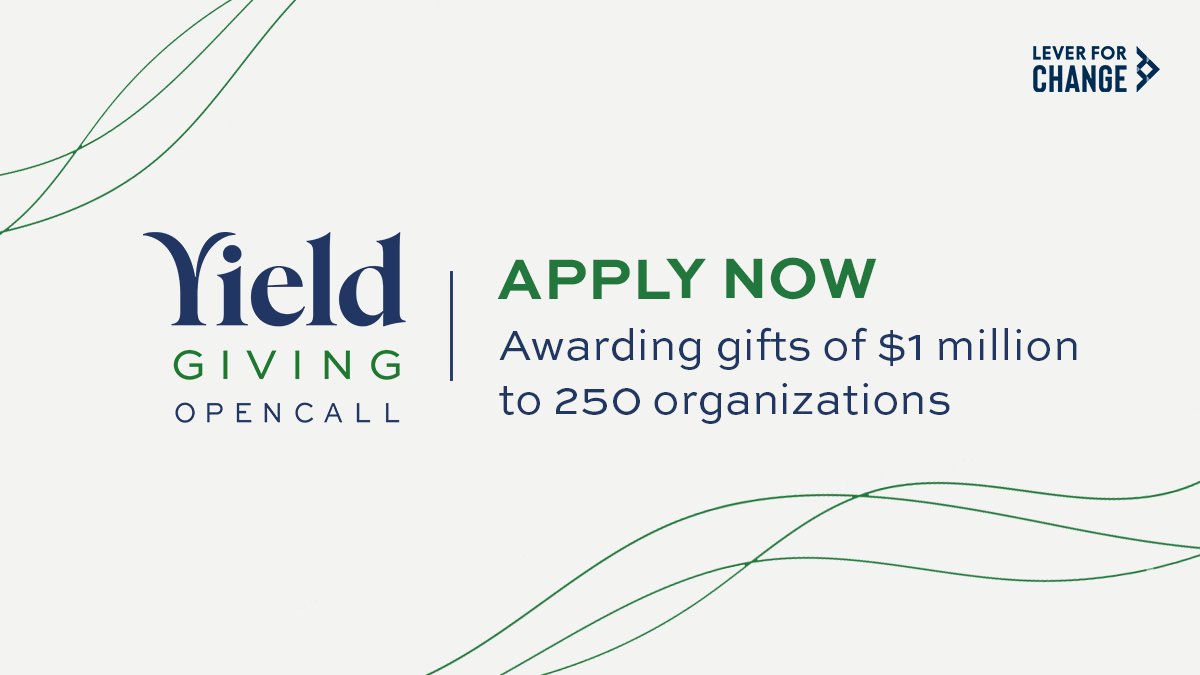 We're excited to share the launch of the #YieldGivingOpenCall – a $250M initiative managed by @LeverforChange seeking to fund orgs working with communities & people with access to the fewest foundational resources & opportunities. Learn more:
leverforchange.org/challenges/exp…