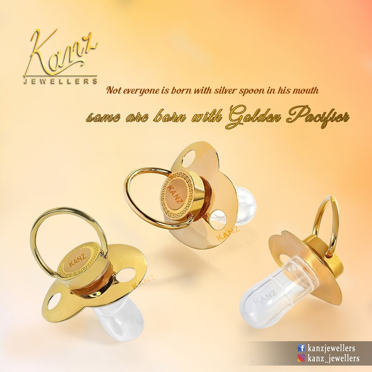KanzJewellers's tweet photo. Not everyone is born with silver spoon in his mouth, some are born with Golden Pacifier.
made to order, #21kt #gold pacifier for little angels.
#Gold #jewellery #jewelery #gift #pakistanfashion #fashionpakistan 
#deisgner #designerjewelry #fashiondesigner https://t.co/rxnsHajEqb