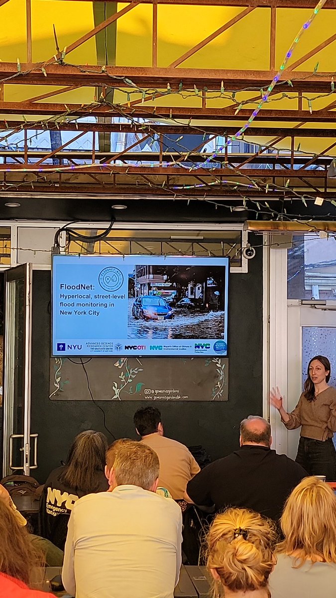 nyutandon's tweet photo. #Tandon's @ai_silverman discussing #FloodNet & #sustainable #engineering intiative w/ @NLinNY, @NYCMayorsOffice @NYC_DOT @NYCWater @nycemergencymgt held locally in #gowanus #bkcb6 @GowanusGardens #NYUTandonMade @NYCOfficeofTech #nycwaterweek https://t.co/BPI3OBfzdu