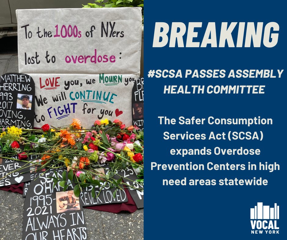 VOCALNewYork's tweet photo. BREAKING! @NYSA_Majority passed #SCSA out of the Assembly Health Committee!

We are deeply grateful for @LindaBRosenthal leadership, and her commitment to centering our voices and lives in this fight. 

Thank you Chair @AmyPaulin for ensuring the overdose crisis is a priority! 🧶 https://t.co/H4IdgT7iu0