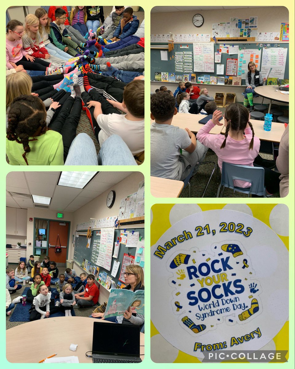 We welcomed, Mrs. Albright, to teach about Down Syndrome. We’re rocking our socks for Down Syndrome Awareness Day.