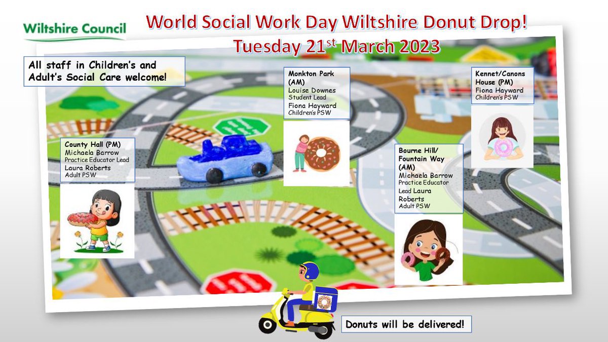 Lovely day in County Hall bumping into these wonderful women on their donut drop for all our social work staff 🥰🤩 #WSWD2023 

@LauraAPitman #SocialWorkWeek2023 @WiltsC_Careers @wiltscouncil #WeAreWilts #SocialWorkTwitter