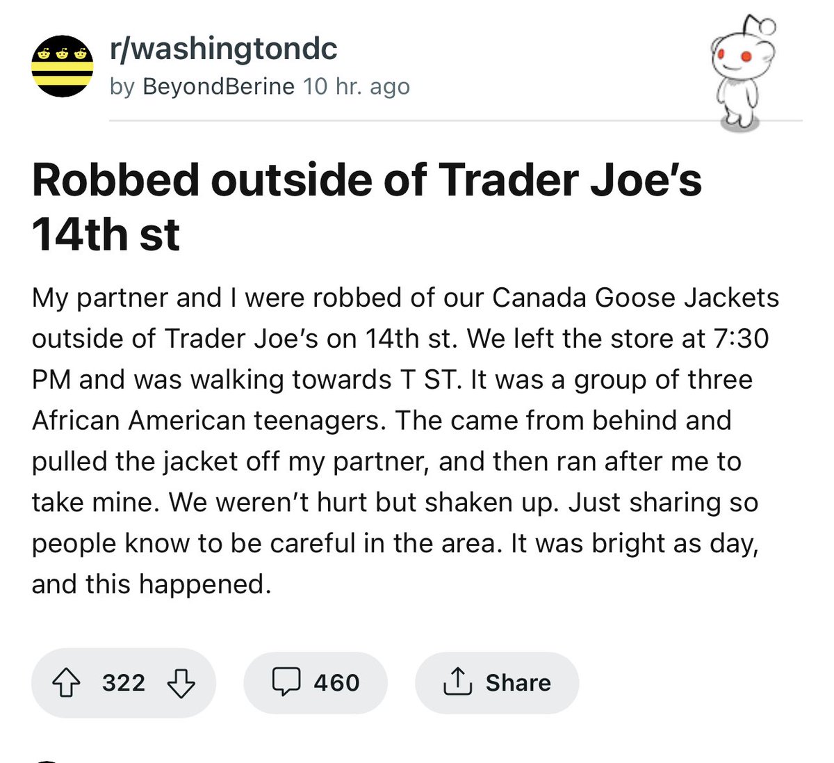 FeverPotomac's tweet photo. CC @RepRaskin @RepJamesComer, DC residents cant wear nice coats outside anymore because they might be robbed. The @councilofdc refuses to help. The @USAO_DC and @DCAttorneyGen refuse to prosecute. Please help us. This is not normal. https://t.co/WodSJgx6Af