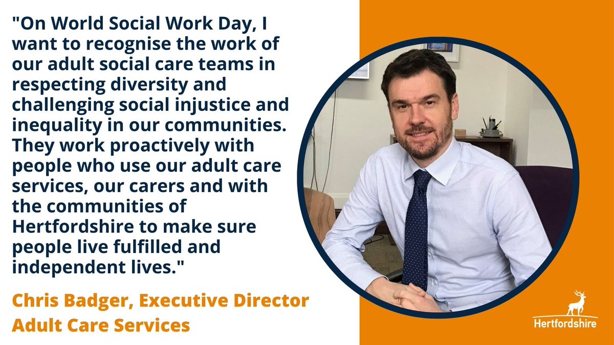 It's #WSWD2023 and Chris Badger, Executive Director of Adult Care Services @hertscc is highlighting the work of our adult social care colleagues...