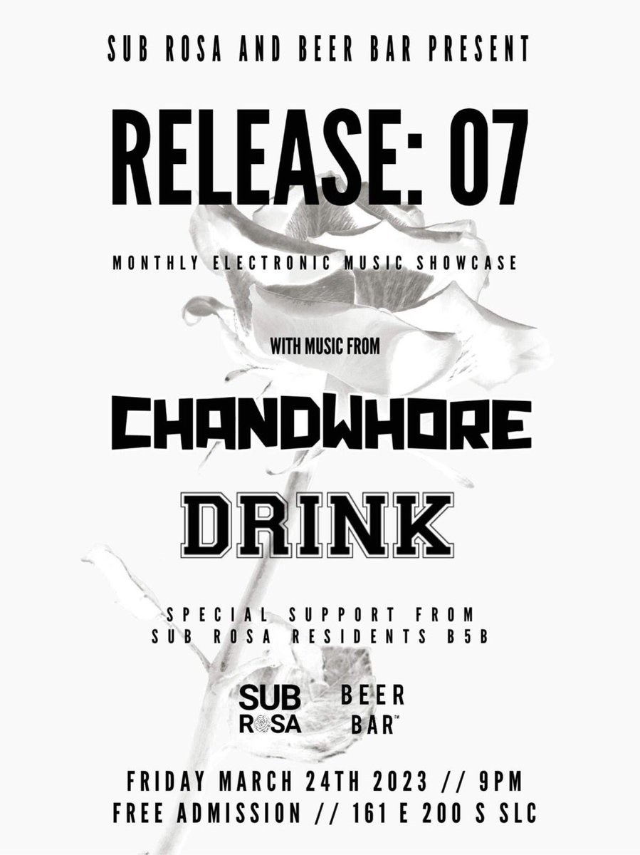 subrosapresents's tweet photo. This Friday. 🧱🆙

Featuring:
@TheDrinkOG 
@Chandwhore 
&amp;
The @subrosapresents residents doing a B5B!

This is a free show as always. 🫢🫢
Let’s move some feet! https://t.co/7AKN8w4Lwb