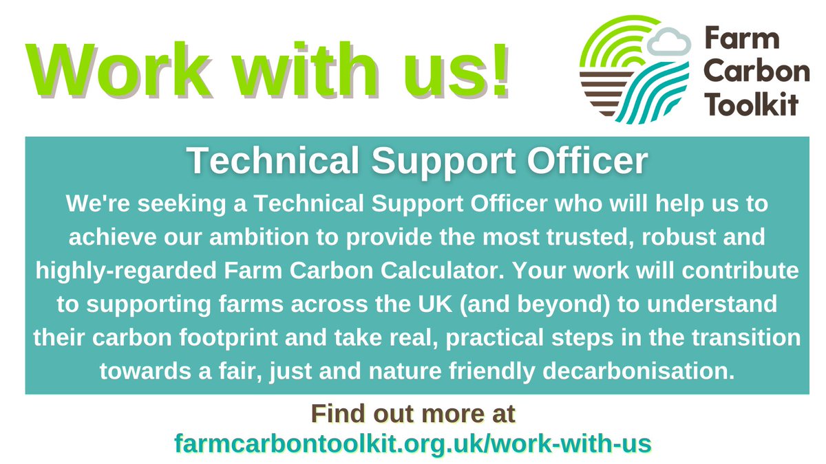 FarmCO2Toolkit's tweet photo. We're seeking a Technical Support Officer to help us achieve our ambition to continue to provide the most trusted, robust &amp; highly-regarded Farm Carbon Calculator. Find out more! 👉 https://t.co/xcQXacPrAv #soilhealth #ExcelJobs #TechnicalSupportJob #CarbonCalculator #MSExcelJob https://t.co/bJL2ptGK6i
