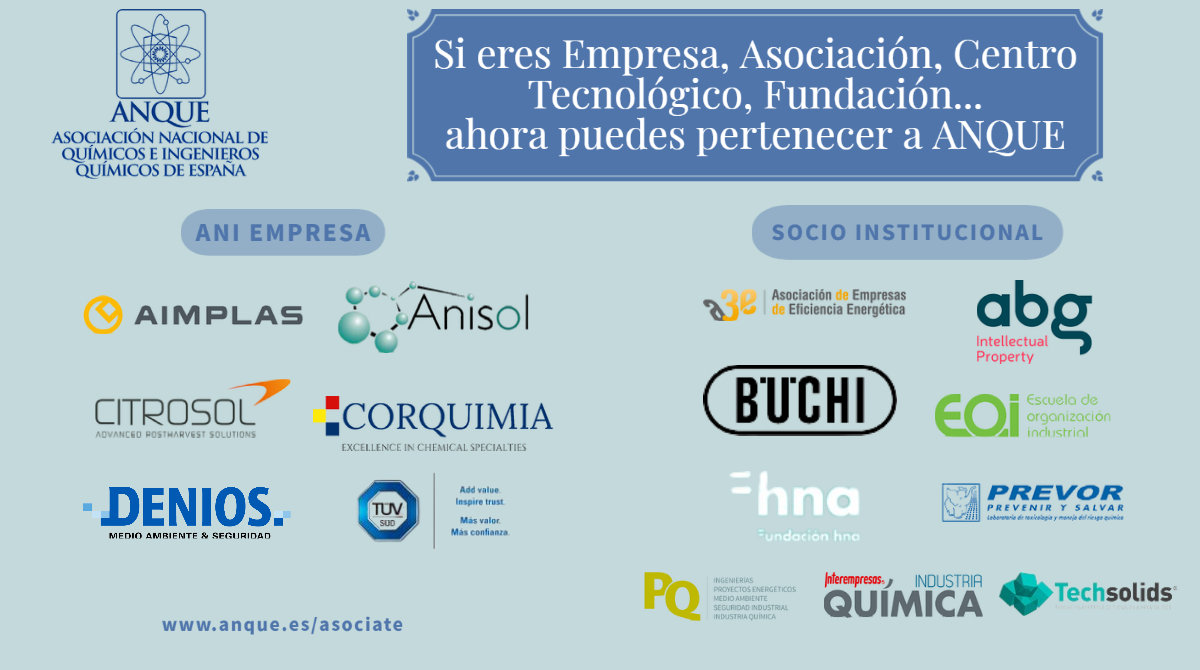 anquequimicos's tweet photo. Si eres #empresa #asociación #centrotecnológico, #fundación ... ya puedes formar parte de #anque.
Tendrás #ventajas, #beneficios, #descuentos, aumentarás tu #visibilidad.
#aimplas #anisol #citrosol #corquimia #denios #tüvsüd #a3e #abgIp #büchi #eoi #hna #prevor #techsolids https://t.co/siE5FXxWQ0