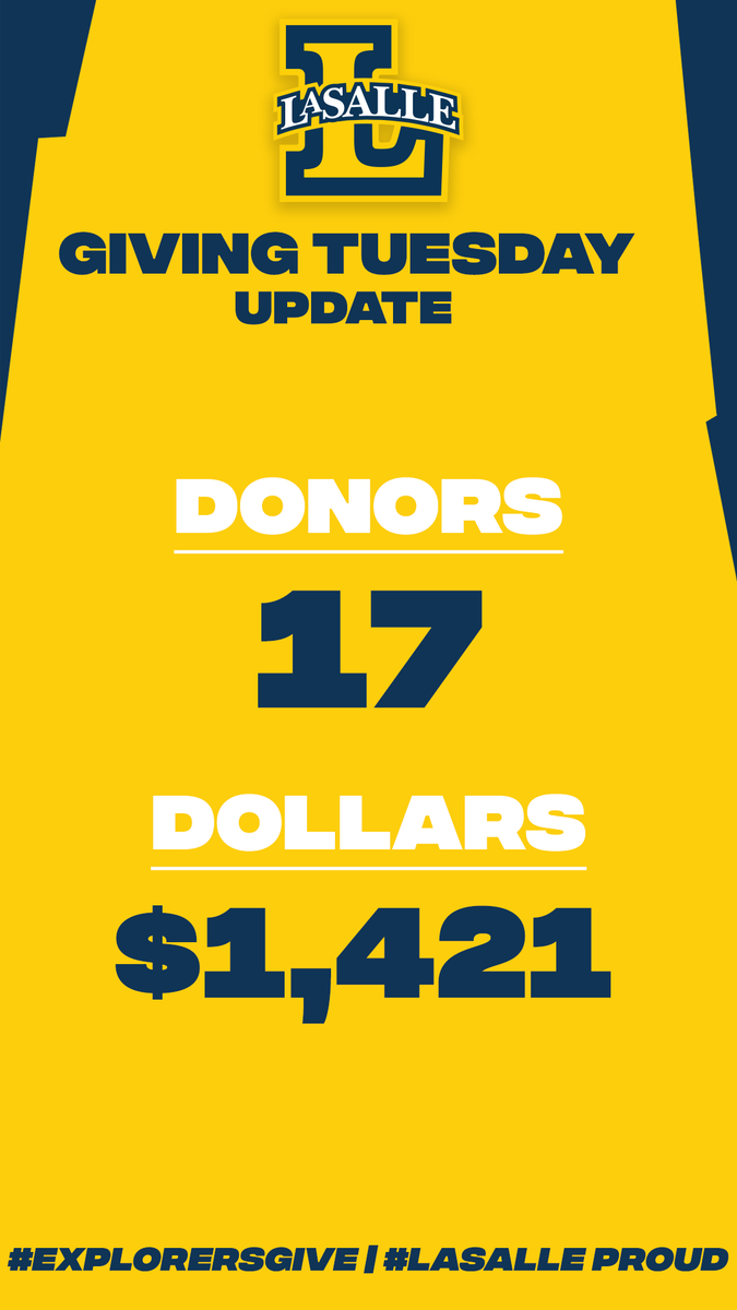 LaSalle_MSOC's tweet photo. Let's keep it going Explorer Family!

🔗: https://t.co/uRtmRsYKxu

#ExplorersGive | #LaSalleProud | #GoExplorers🔭 https://t.co/NzNV12VcjG