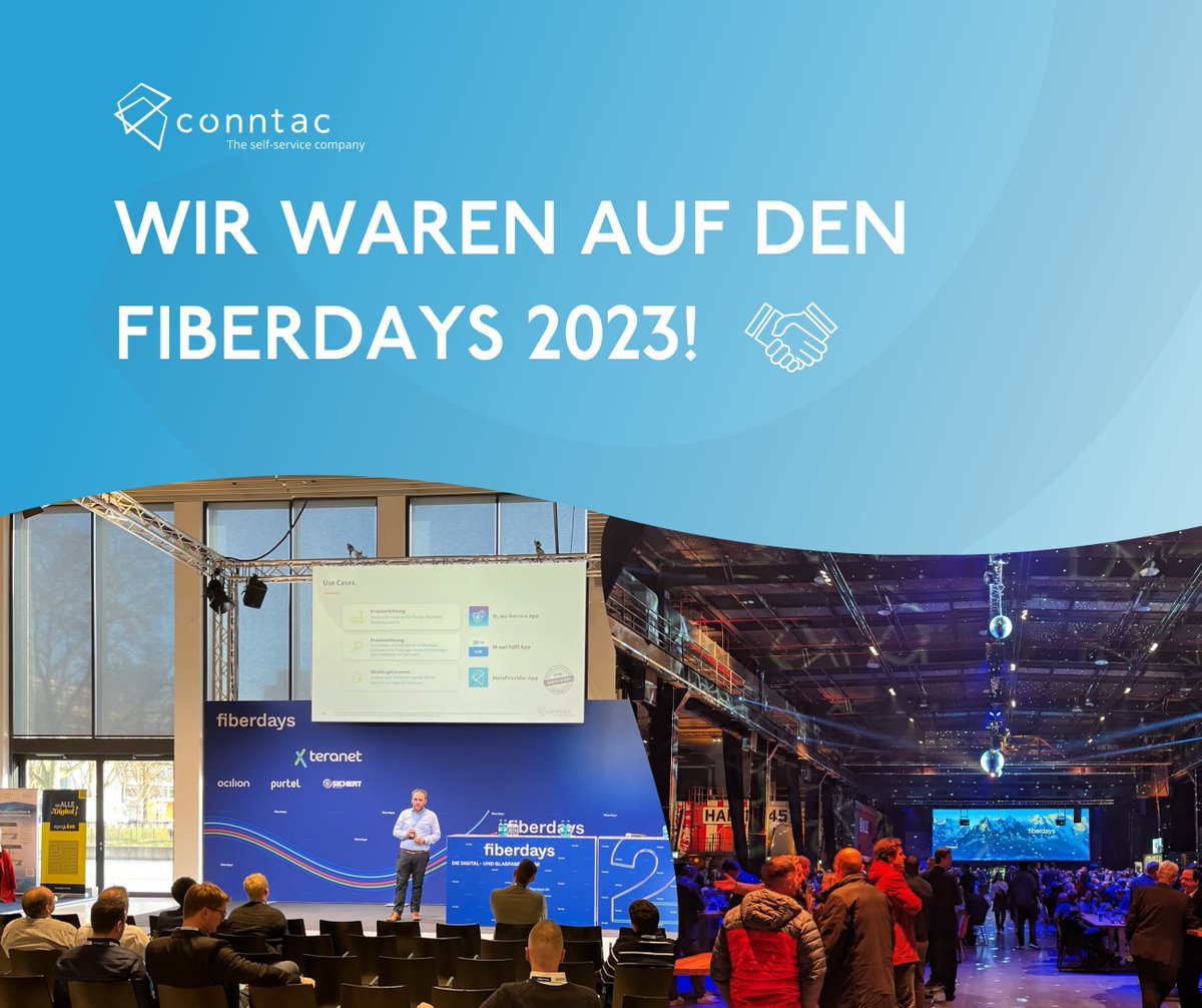 conntac_net's tweet photo. Auf den Fiberdays des @BREKOverband in Wiesbaden herrschte für die Conntac Hochbetrieb. Unsere Vertreter Dr. Michael Faath und Florian Franzl präsentierten dort unsere Self-Service Lösungen.🚀🤝

https://t.co/xLw8dMhbAb

#fiberdays23 #internetserviceproviders #selfservice https://t.co/6B6dWBBtzZ