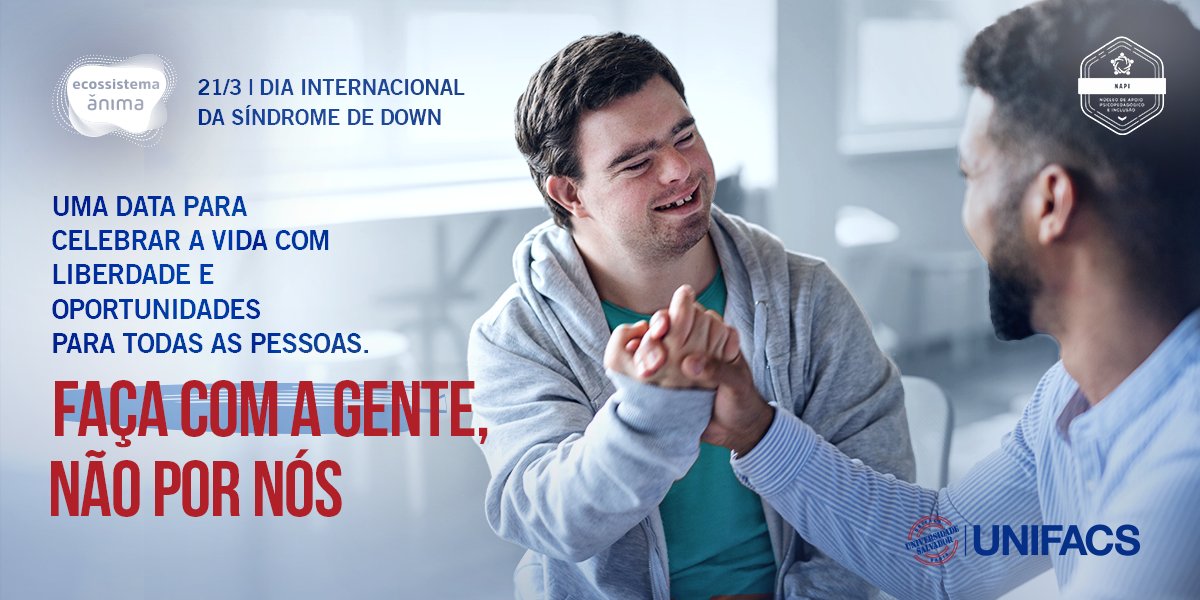 Neste Dia Internacional da Síndrome de Down, nós celebramos a vida das pessoas com a síndrome e focamos na busca por garantir que elas tenham as mesmas liberdades e oportunidades que todas as pessoas. Vamos juntos e juntas.

#DiaInternacionalDaSíndromeDeDown