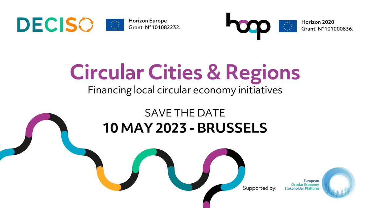 hoop_eu's tweet photo. ⏰ Save the date for a joint event from HOOP and DECISO!

📍 Circular Cities &amp; Regions - Financing local circular economy initiatives

📅 10 May

#circulareconomy #bioeconomy #circularcities https://t.co/77Cdnvtc0z