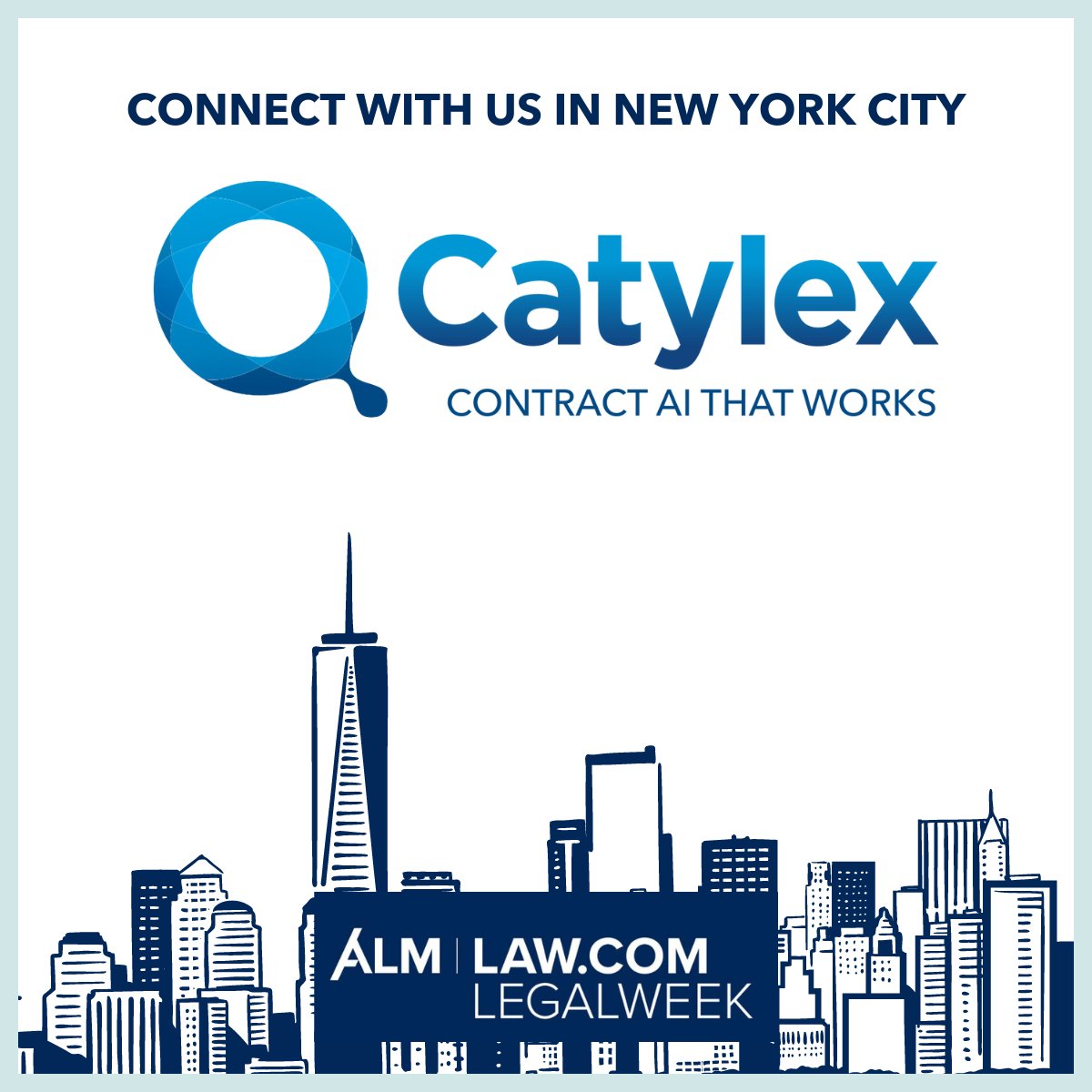 catylex_inc's tweet photo. We're here in New York City for Legalweek! Looking forward to seeing what's new in #legaltech and talking about Catylex. Let us know if you want to meet up. #legalweek23 #contractAI https://t.co/Ofgmb9p7om