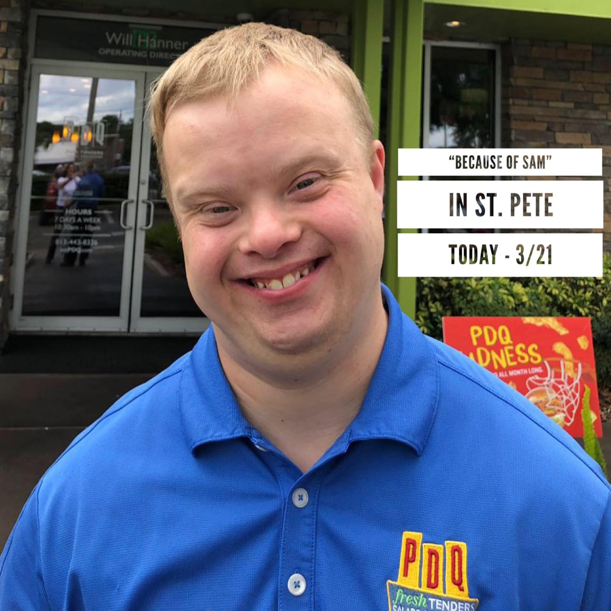 TODAY ✅ 3/21 we’ll be in <a href="/StPeteFL/">St. Petersburg, FL</a>  💙 WORLD DOWN SYNDROME DAY 💙 2 PM - For our #StPete Debut of #BecauseofSam + Q &amp; A w/ star #SamPiazza &amp; filmmaker @reneewarmack  TIX: greenlightstpete.com

#WorldDownSyndromeDay
#Inclusion #IDD