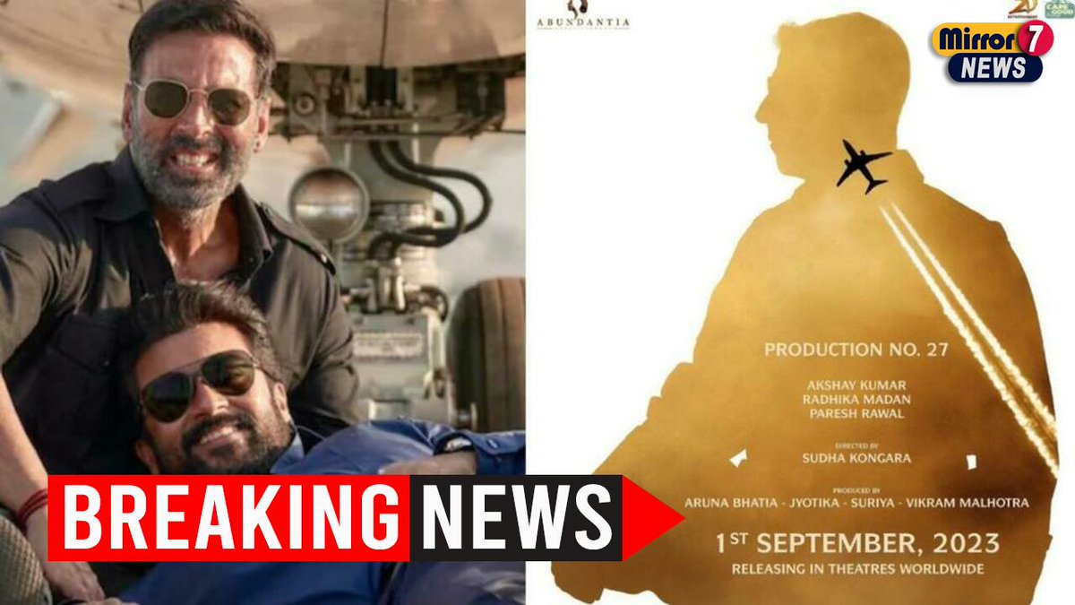mirror7news's tweet image. Akshay Kumar's remake of Suriya's Soorarai Pottru to release on THIS date. Deets
 &amp;gt;&amp;gt; Watch Now youtu.be/iRQTUUQTmRI

#Akshay #Kumars #remake #Suriyas #News #NewsUpdate #LatestNews #TodayNews #BreakingNews #Trending #TrendingNews #Headlines