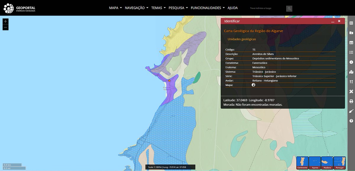 ABaucon's tweet image. What are those red #rocks in #Algarve? The pictured #geologicmap gives the answer... they formed between the #Triassic and #Jurassic in a semi-arid terrestrial environment!  
---
#TuesdayThoughts #tuesdayvibes #geology #naturephotography #geotourism #traveltuesday