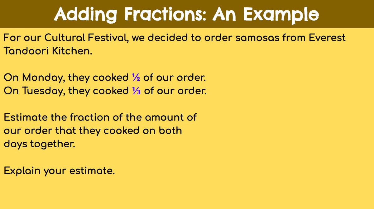 Day 1, Week 2 of our #CulturalInquiry #Math Unit: Adding Fractions with #MathematicalModelling <a href="/GLewisOCT/">Gerry Lewis, OCT</a> <a href="/msasilvestre/">Adriana Silvestre, MET</a>