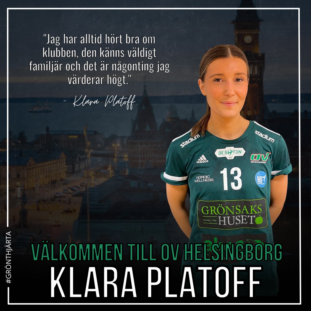 Välkommen till OV Helsingborg Klara Platoff! 💚
Klara är en 25årig mittsexa med moderklubb Åhus Handboll som spelat sina fem senaste säsonger i IFK Kristianstad. Läs pressmeddelandet med kommentarer ifrån Klara, Daniel och Helena här:  …lub-member.s3.eu-west-1.amazonaws.com/media/filemana…