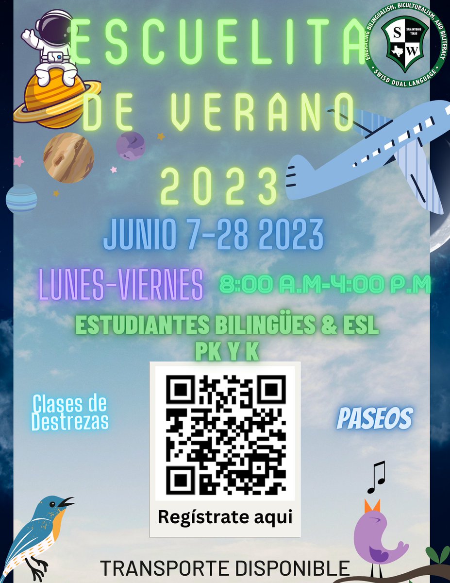 Estudiantes y maestros, el verano ya casi llega, &amp; tambien llega La escuelita de verano. Registrate!