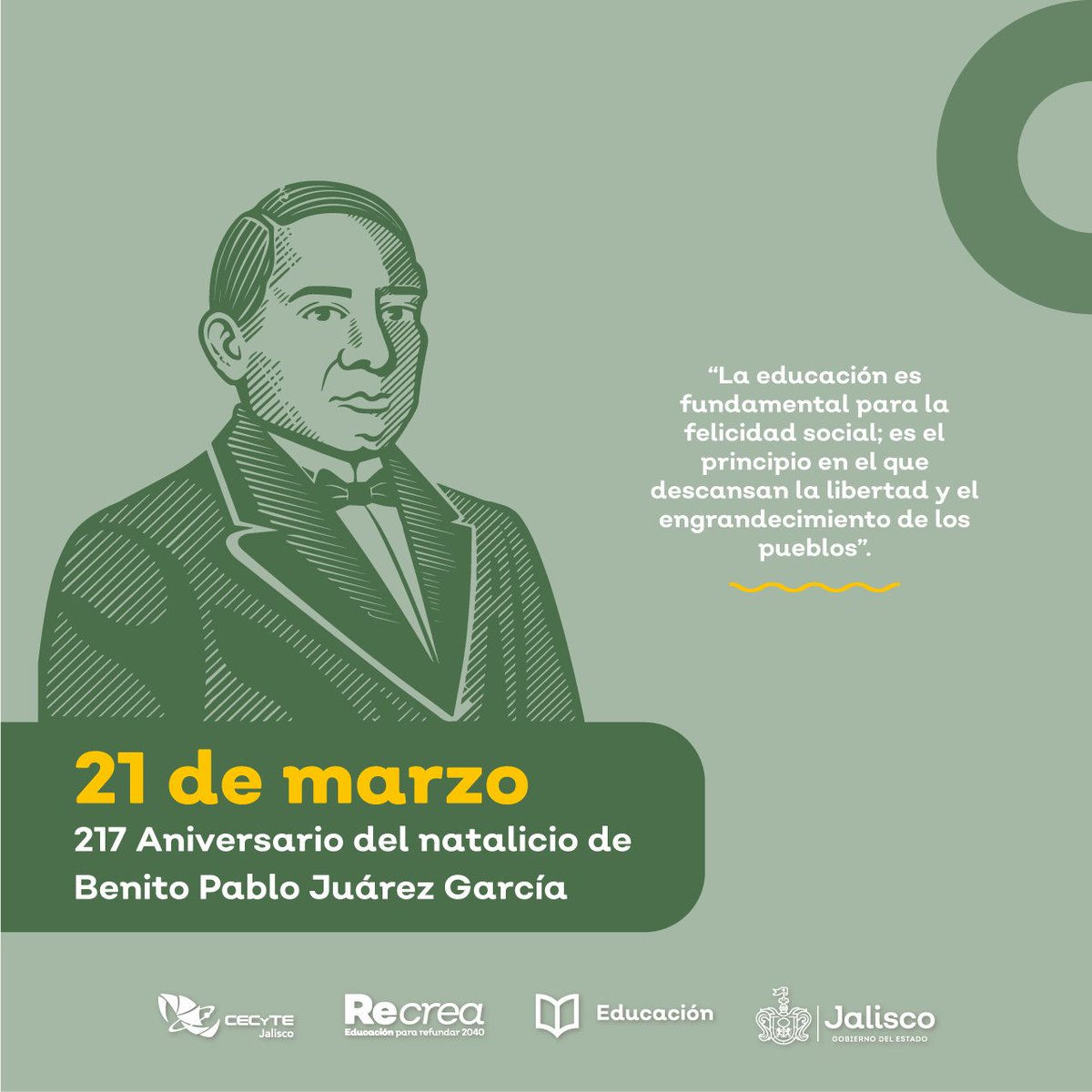 cecytejal_'s tweet photo. Benito Juárez ha sido el primer y único presidente de origen indígena de México, proclamó las Leyes de Reforma separando los bienes de la Iglesia y del Estado, estableciendo las bases del Estado laico y la República Federal.

#SomosGrandes💖 
#SomosCECyTEJ💚🧡 https://t.co/leOmG3Kd5x
