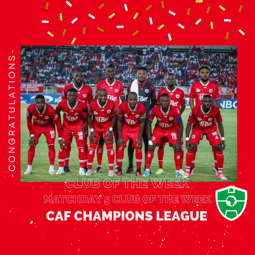 AfricaSoccer_zn's tweet photo. OFFICIAL!

@SimbaSCTanzania voted BEST PERFOMING CLUB of matchday 5 of the #TotalEnergiesCAFCL. 🇹🇿 🦁

Congratulations 👏🏾 https://t.co/WnUEiMrbsK