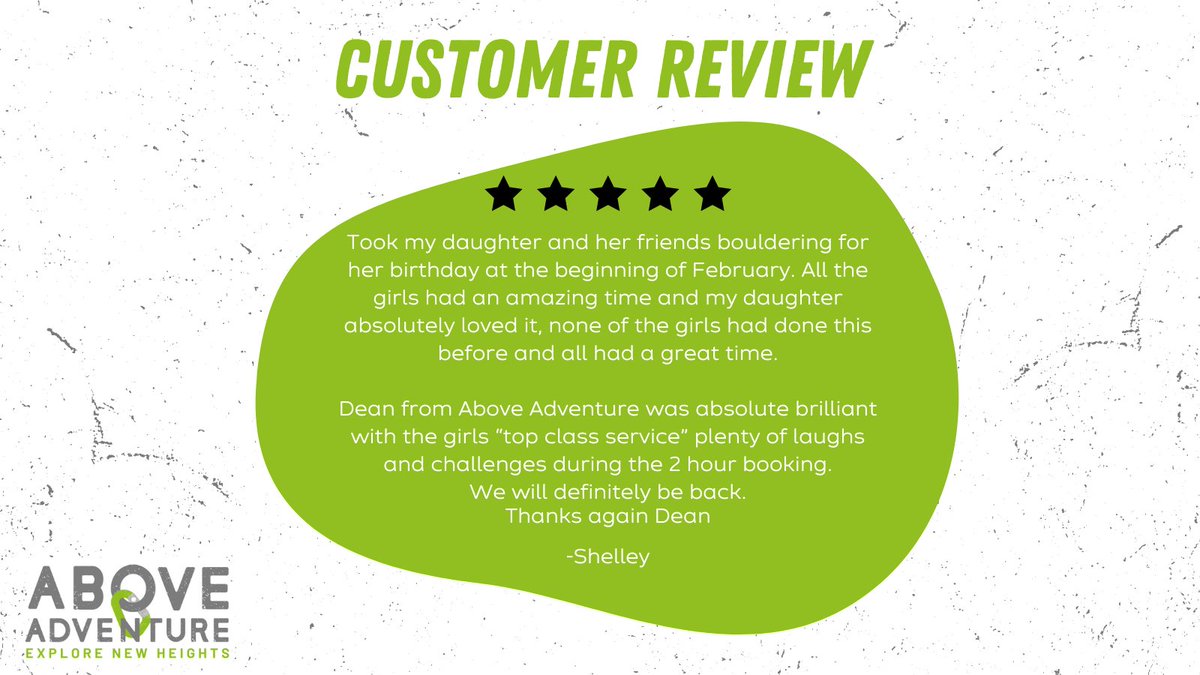 Thank you to all our wonderful customers who have taken the time to leave us a review!

Your kind words make all the hard work and dedication worthwhile. 

We promise to continue exceeding your expectations 🧗

#aboveadventure
