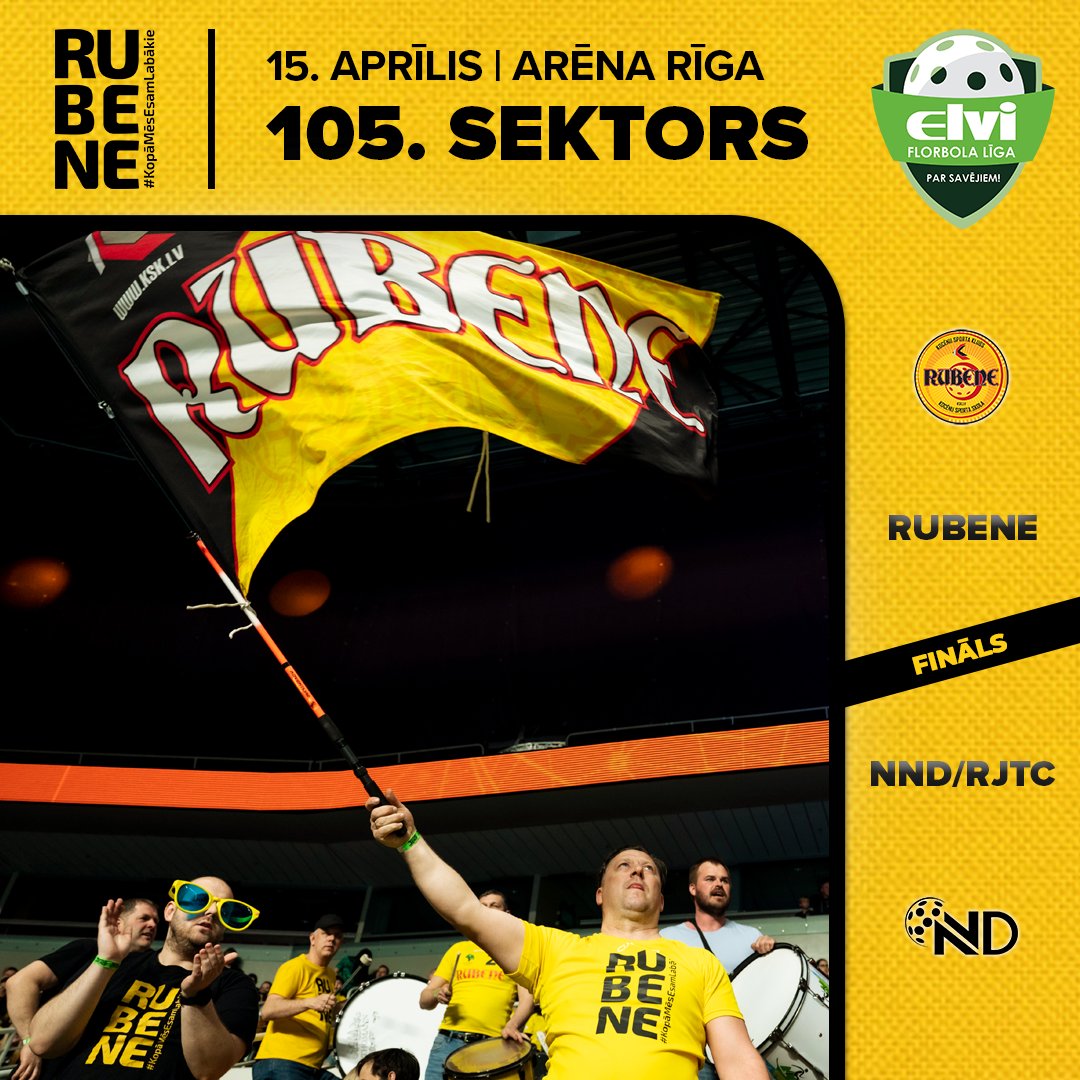 ⚫️🟡 15. aprīlī mēs būsim daļa no Superfināla "Arēnā Rīga"! Rubenes līdzjutējus aicinām biļetes iegādāties 105. sektorā, lai varam kopā atbalstīt komandu cīņā par čempionu titula nosargāšanu.

🎟️ Biļetes: bezrindas.lv/lv/florbola-su…

#KopāMēsEsamLabākie #oxdog #florbolaveikalslv