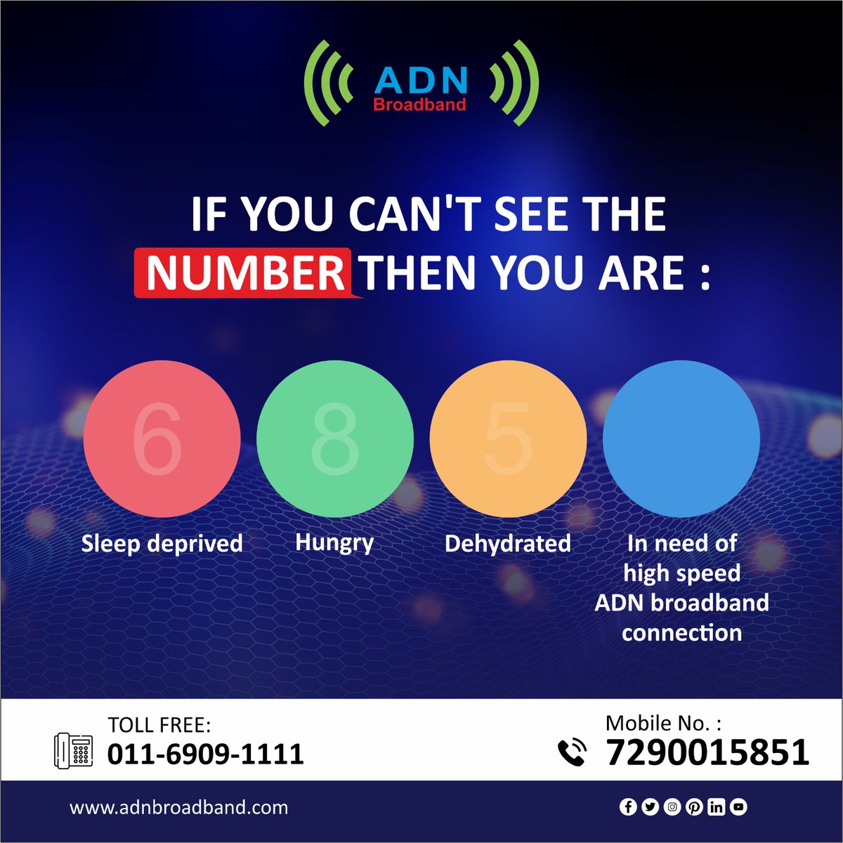 You already know what to do next, and we are ready! 😎

#adn #adnbroadband #highspeed #highspeedinternet #broadband #delhi #noida #faridabad #delhincr #internetserviceprovider #InternetSpeed #InternetProviders