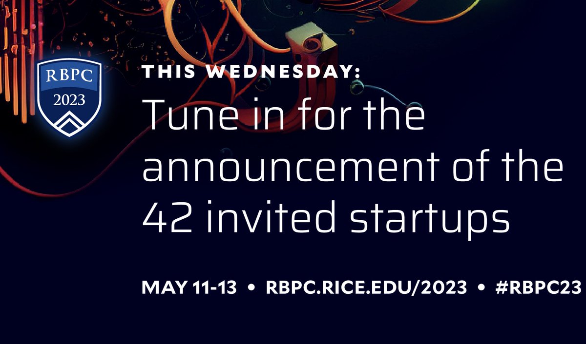 Tune in tomorrow, March 22nd at Noon CDT: Meet the 42 graduate student-led startups invited to compete in the 2023 Rice Business Plan Competition—the largest and richest intercollegiate student startup competition: rbpc.rice.edu/2023