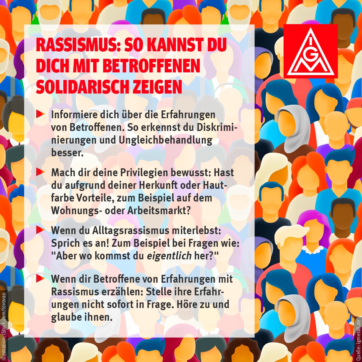 Heute ist #InternationalerTagGegenRassismus Für uns ist klar: Antirassismus, Respekt und Solidarität sind #unverhandelbar. Nicht nur heute, sondern immer.