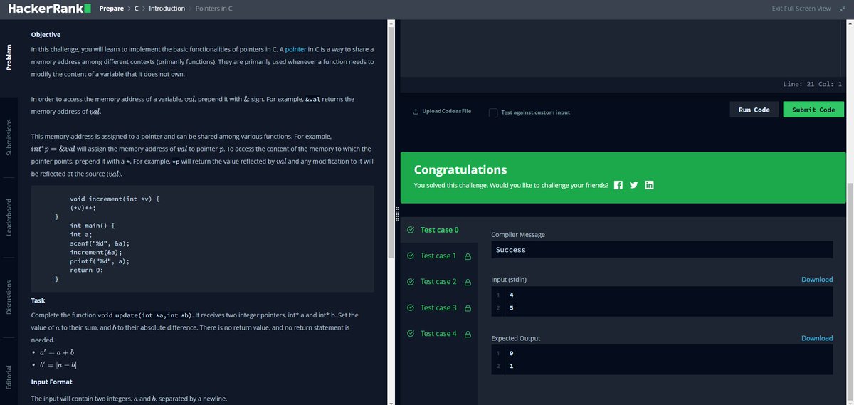 MerinMaryShibu's tweet photo. Day 15☑️
Introduction in C✔️ 
#100DaysOfCode 
#C
#HackerRank
#Coding https://t.co/UdXUkABndu