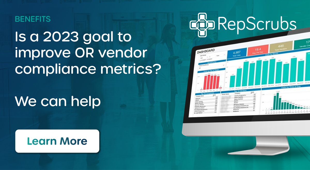 Repscrubs's tweet photo. Is a 2023 goal to improve OR vendor compliance metrics? We can help. 

Learn more: https://t.co/7U4678ViII https://t.co/STkaRpgNU4