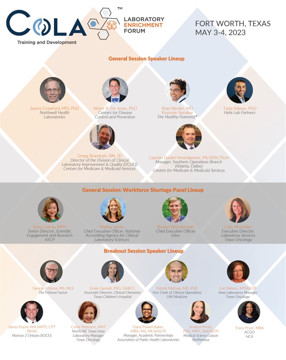 Cola_Inc's tweet photo. The 2023 Laboratory Enrichment Forum is just around the corner, and it's the must-attend event for the entire laboratory community. Join us to earn up to 12 continuing education credits or up to 20 continuing medical education credits. #COLAForum2023 https://t.co/kIJ0dVZ8VP https://t.co/JIwbvzI0RG