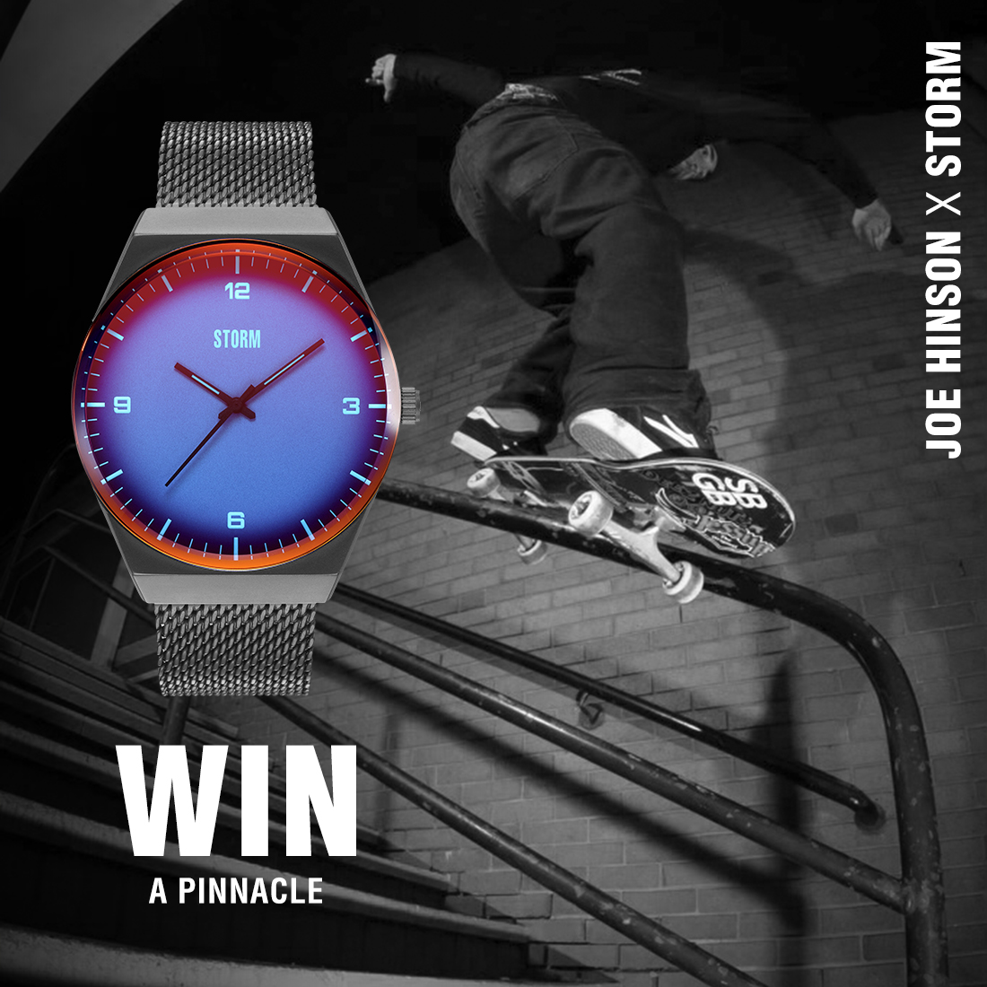 We have teamed up with current UK streetskate champion Joe Hinson to give you the chance to win a PINNACLE watch in the colour of your choice.

To Enter Simply visit our Instagram page and follow the rules there: instagram.com/stormlondonoff…

#competition #win #giveawayuk #giveaway