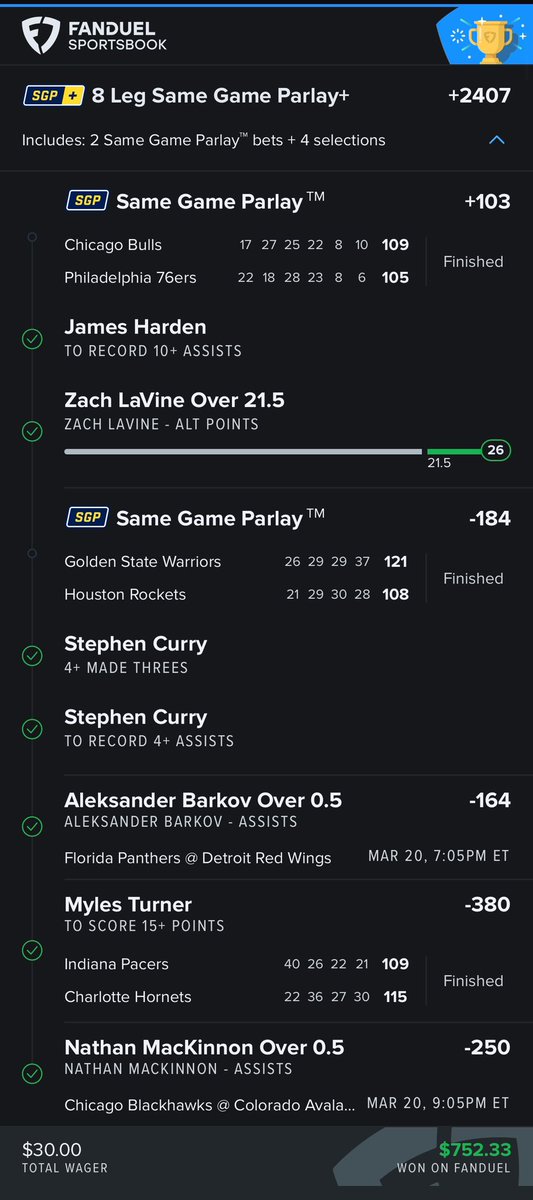 JuiceBoxBets's tweet photo. $30 ➡️ $752! Who tailed this gem lastnight? #NHL #Anytimegoal #NBA #GamblingTwitter https://t.co/3LJ7yizbuh