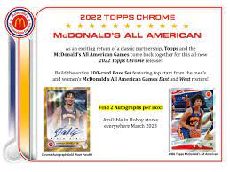 CouleeCards's tweet photo. 2022 Topps Chrome  McDonald's All American Basketball Hobby Box *Pre-Sale*

$159/box 
$1875/case (12 Boxes)

*Releases TOMORROW 3/22*
Plenty available! Comment below or send us DM to claim boxes! @FastBreakCards https://t.co/7o8i1pyN1O