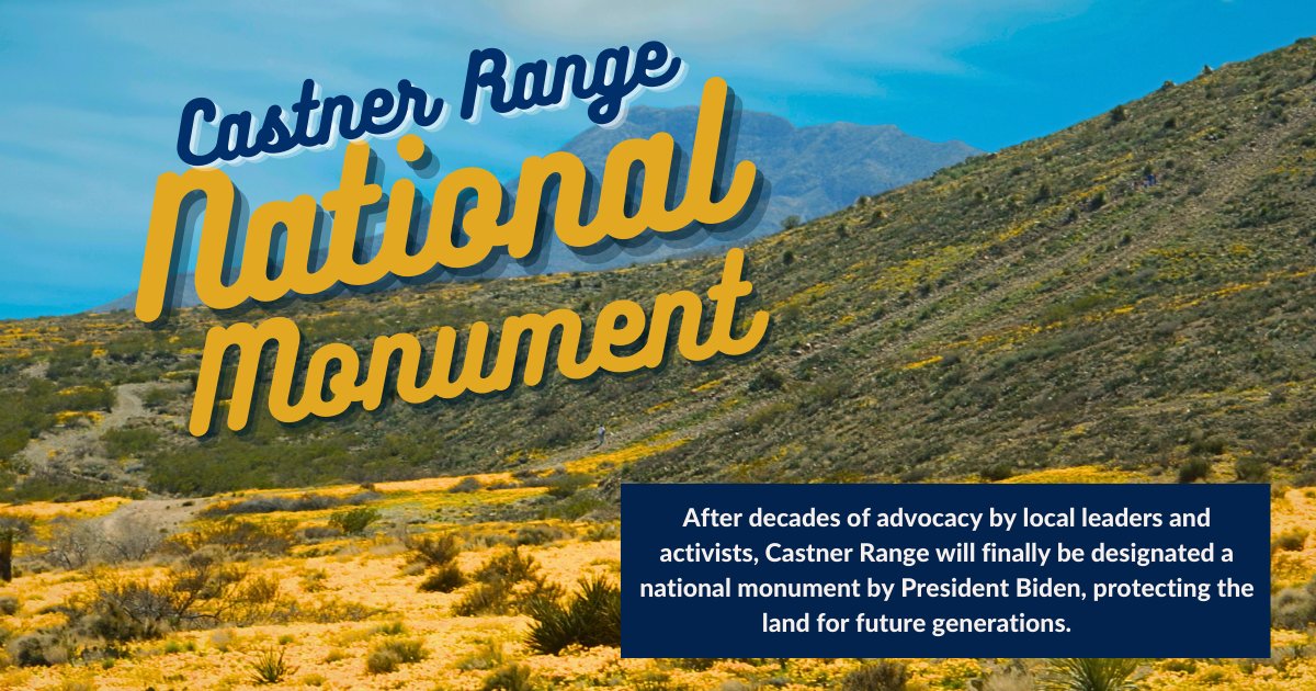 'Monumental' news today! 

I'm elated to announce @POTUS will be officially designating #CastnerRange as a national monument after decades of advocacy by local leaders and activists.

We got it done! #ElPaso