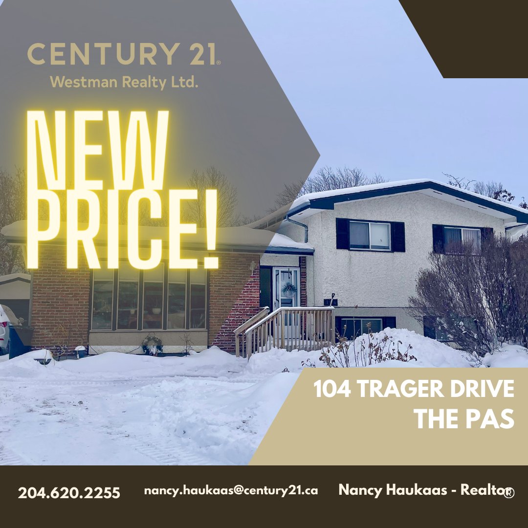 NancyLand33's tweet image. NEW PRICE!!
104 Trager Drive
$189,900
MLS 202227673
3+1 bedrooms, 1 bath, detached single garage
Great family neighbourhood!
*Like and Share*
#newprice #c21westyman #thepas #thepasocn #northernmb #northernmbrealestate #623... facebook.com/11182371703023…