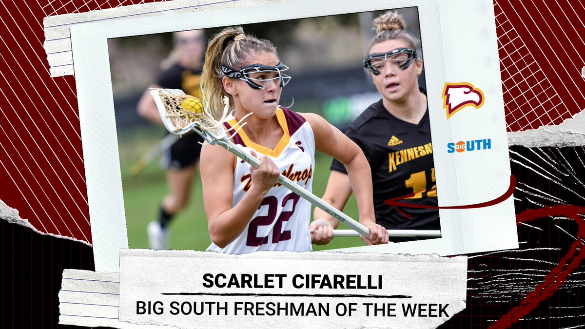 WinthropLax's tweet photo. ππΈπ·π°π»πͺπ½πΎπ΅πͺπ½π²πΈπ·πΌ π to Long Island Attacker Scarlet Cifarelli on landing Freshman of the Week Big South honors for the second time this season!!!
β’
β’
β’
#GoEagles #Winthrop #Lacrosse #BigSouth #ROCKtheHILL #FreshmanOfTheWeek https://t.co/c3ozJAJgnS
