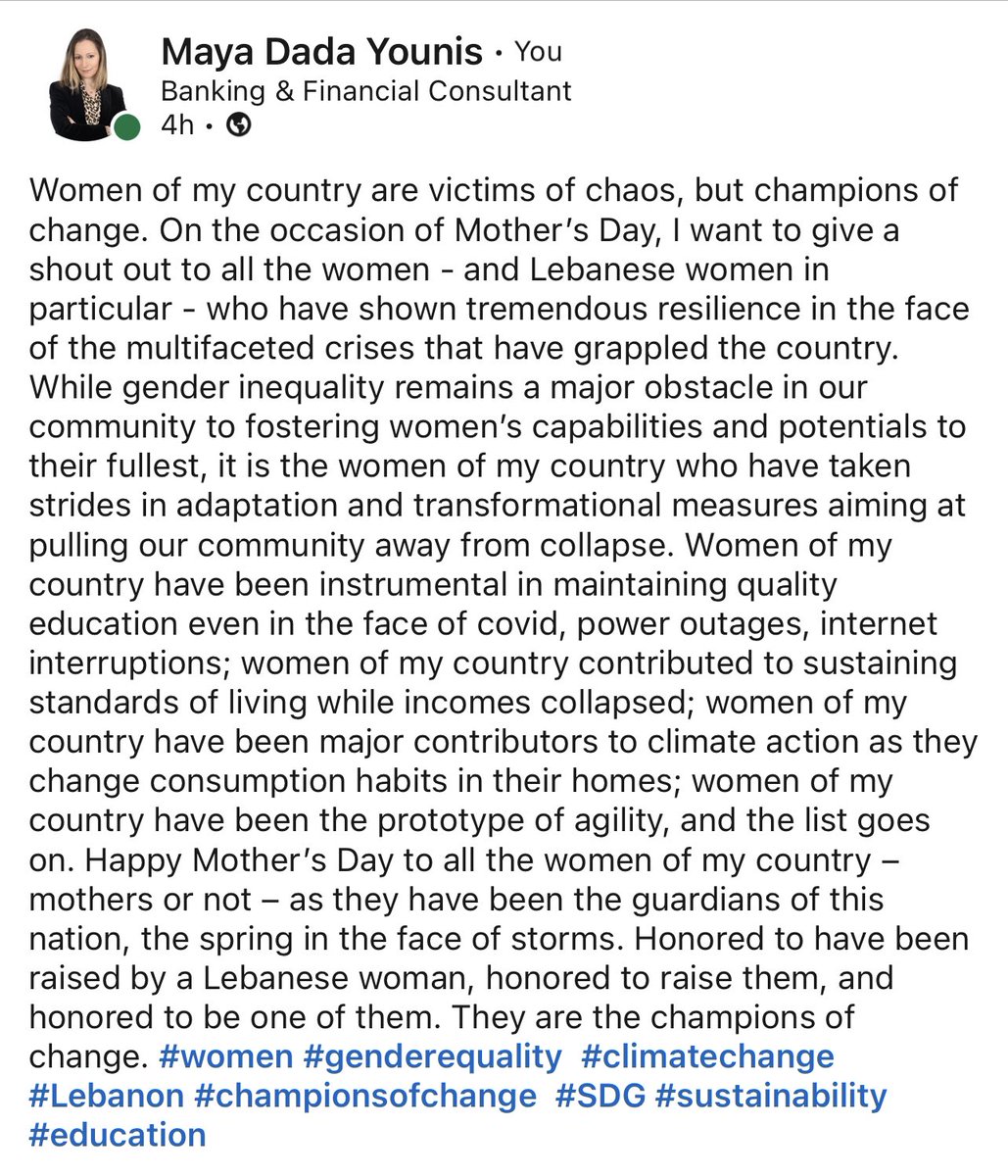 Women of my country are victims of chaos, but champions of change 🇱🇧 On the occasion of Mother’s Day, below is a post dedicated to the guardians of this land #women #Lebanon #genderequality #climateaction #education #championsofchange